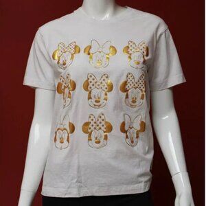 Disneyland Hong Kong White & Gold Foil Minnie Mouse TEE M